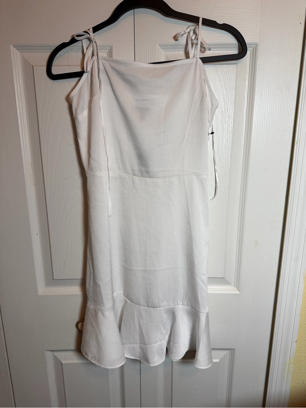 Express White Tie Strap Ruffle Hem Mini Dress Size Small Party Date Night NWT - Picture 4 of 10
